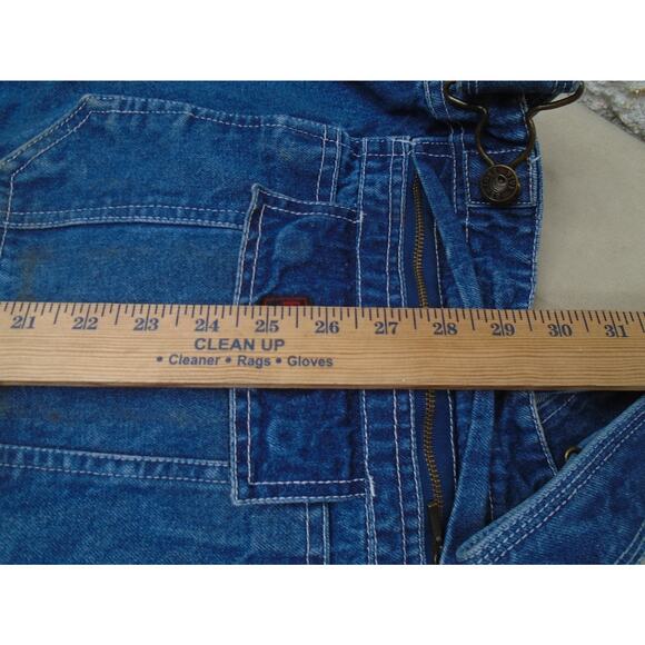 Five Brothers Carpenter Bib Overalls Mens 50x30 Blue Denim Workwear Carpenter - Picture 7 of 14